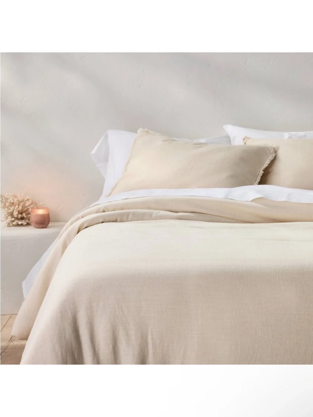 NWT King/California King Heavyweight Linen Blend Comforter & Sham Set Natural